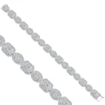 Baget ve Yuvarlak Kesim Pırlanta Dikdörtgen ve Oval Motifli Fantezi Bileklik – 14 Ayar Beyaz Altın