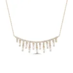14K Rose Altın Pırlanta Kolye – Baget Sarkıtlı Fringe (Saçak) Tasarım