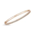 14K Rose Altın Bangle Bileklik – Pırlanta Pave Yarım Şerit Tasarım