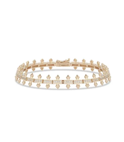 14K Sarı Altın Dikenli (Spike) Pırlanta Bileklik – Gotik Studded Tasarım