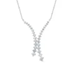 Yuvarlak Kesim Pırlanta Çapraz Desenli Kolye – 14 Ayar Beyaz Altın