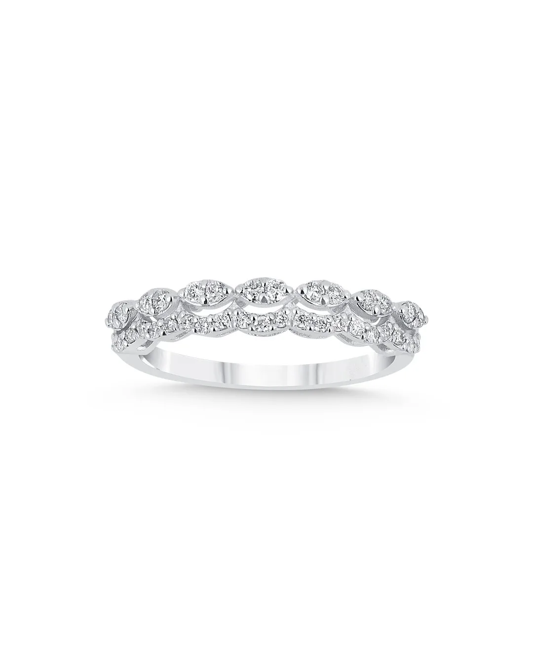 14K Beyaz Altın Pırlanta Yüzük – Scalloped Tasarım, 0.29 Karat F-G/SI 14K Beyaz Altın Pırlanta Yüzük – Scalloped Tasarım, 0.29 Karat F-G/SI